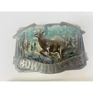 1983 Bergamot Brass Works Bowhunting Belt Buckle‎ Siskiyou Deer Buck Vintage